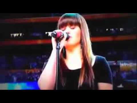 Super Bowl XLVI: Kelly Clarkson Sings the National Anthem